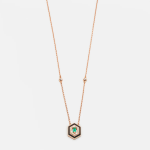 Djula - Hexagonal Emerald & Enamel Necklace Rose Gold